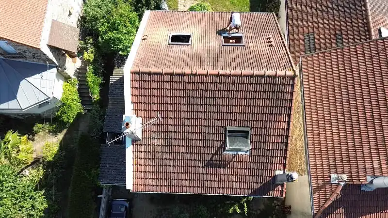 Toiture avant rénovation et isolation, vue aérienne
